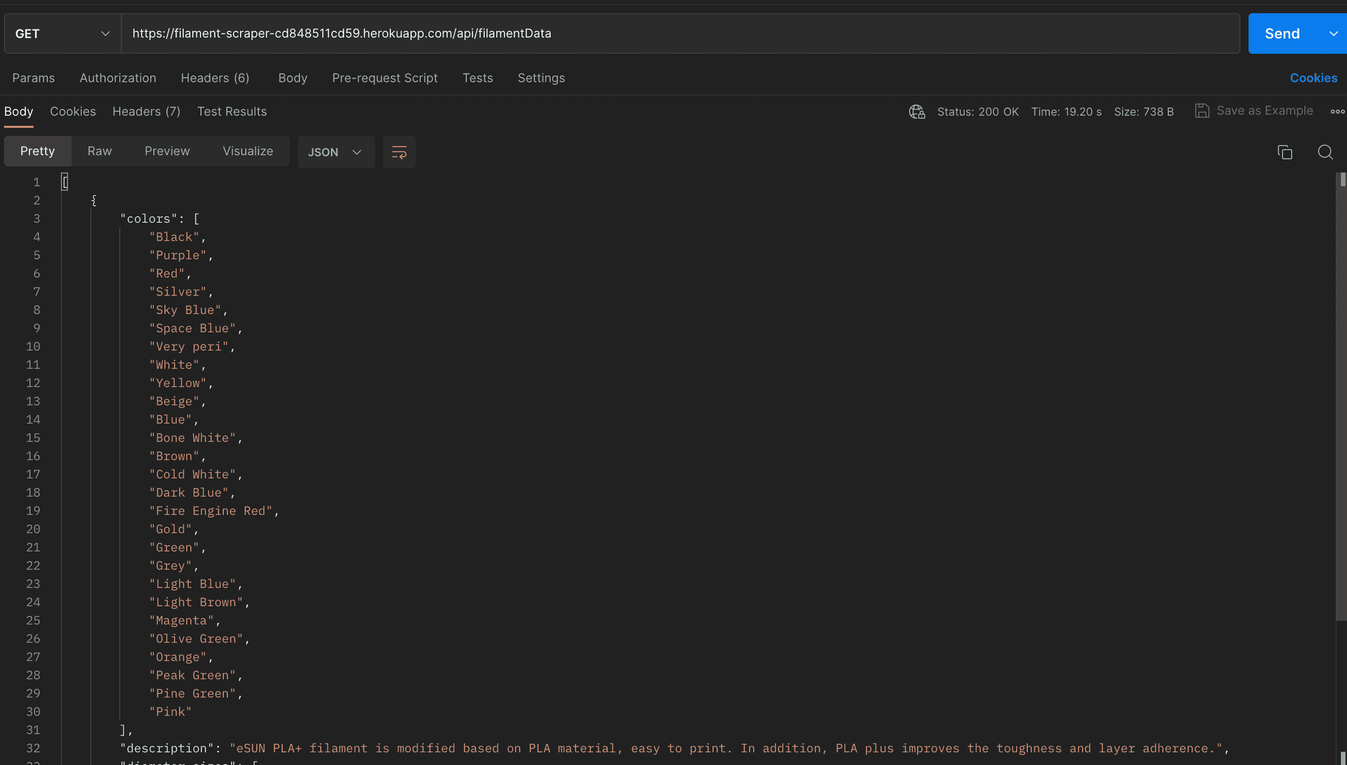 Filament Scraper Python App